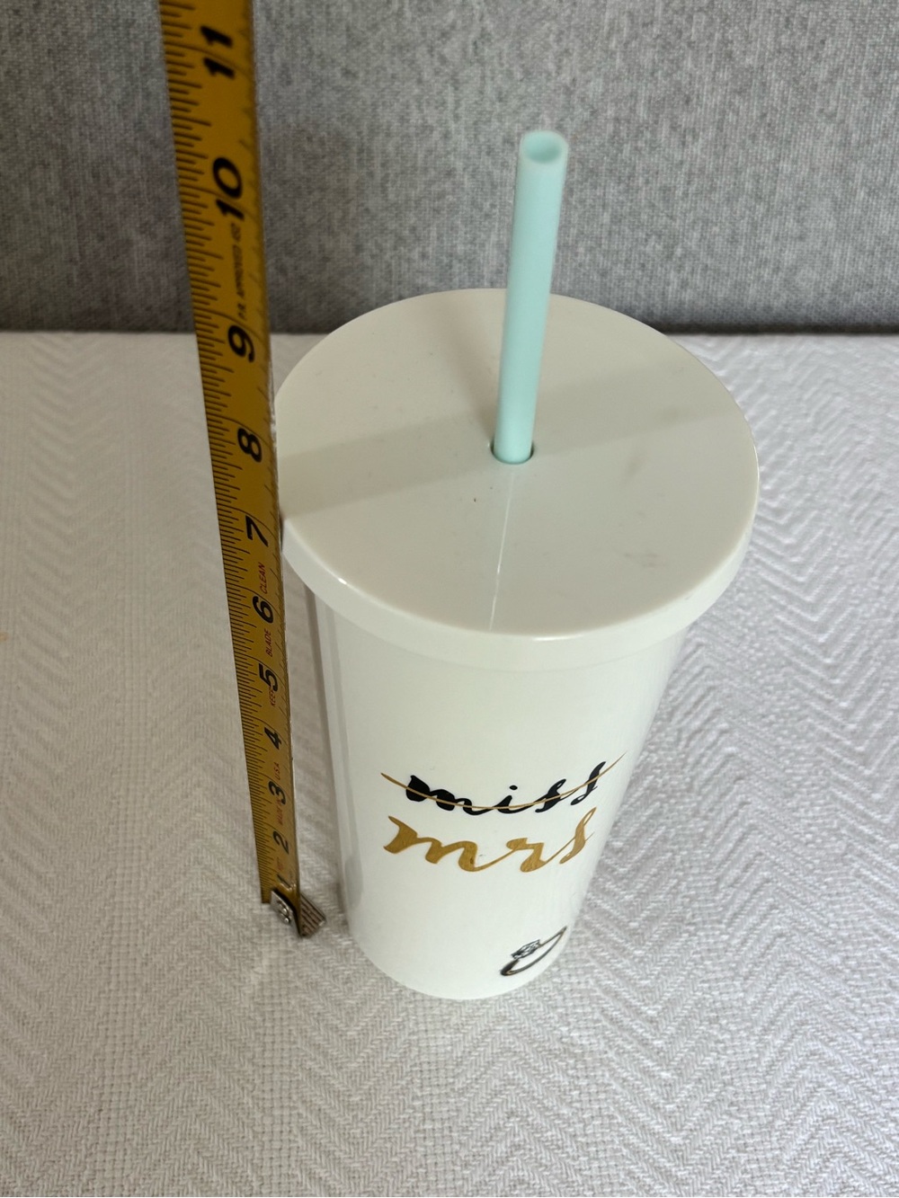 kate spade White Tumbler with Gold Script "mrs" and Mint Straw - Picture 8 of 8